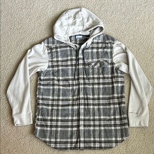 Columbia Gray Plaid Hooded Shirt